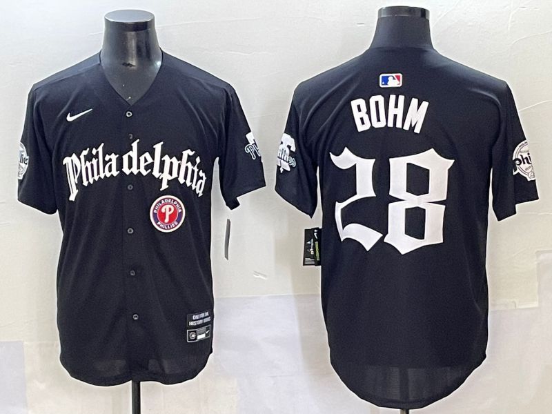 Men 2025 Philadelphia Phillies #28 Bohm Black Five generations Joint Name Nike MLB Jersey style 6->philadelphia phillies->MLB Jersey